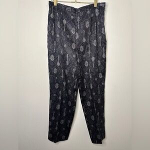 Talbots Pants Women’s 10 Black Lock Keys Casual Vintage Silk Wool Blend